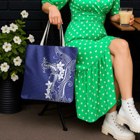 Blue Hawaii Tote Bag Hammerhead Shark Tattoo Curve Polynesian - Polynesian Pride