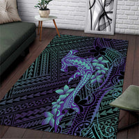 Purple Paradise Hawaii Area Rug Hammerhead Shark Tattoo Curve Polynesian - Polynesian Pride
