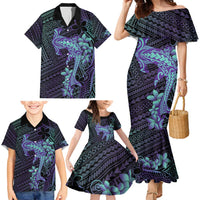 Purple Paradise Hawaii Family Matching Mermaid Dress and Hawaiian Shirt Hammerhead Shark Tattoo Curve Polynesian LT14 - Polynesian Pride