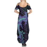 Purple Paradise Hawaii Family Matching Summer Maxi Dress and Hawaiian Shirt Hammerhead Shark Tattoo Curve Polynesian LT14 - Polynesian Pride