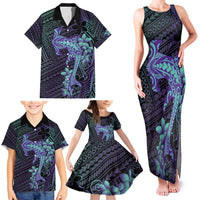 Purple Paradise Hawaii Family Matching Tank Maxi Dress and Hawaiian Shirt Hammerhead Shark Tattoo Curve Polynesian LT14 - Polynesian Pride
