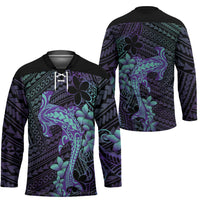 Purple Paradise Hawaii Hockey Jersey Hammerhead Shark Tattoo Curve Polynesian - Polynesian Pride