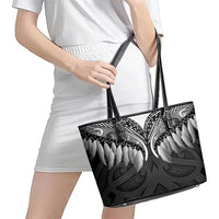 Poutama Korowai New Zealand Leather Tote Bag Aotearoa Maori Tattoo - Polynesian Pride