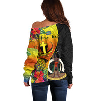 personalised-vanuatu-tafea-day-off-shoulder-sweater-coat-of-arms-mix-tropical-flowers