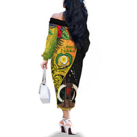 Vanuatu Torba Day Family Matching Off Shoulder Long Sleeve Dress and Hawaiian Shirt Coat Of Arms Mix Tropical Flowers LT14 - Polynesian Pride
