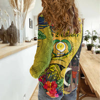vanuatu-torba-day-women-casual-shirt-coat-of-arms-mix-tropical-flowers