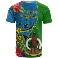 Vanuatu Malampa Day T Shirt Coat Of Arms Mix Tropical Flowers LT14 - Polynesian Pride