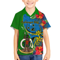personalised-vanuatu-malampa-day-family-matching-summer-maxi-dress-and-hawaiian-shirt-coat-of-arms-mix-tropical-flowers