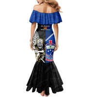 New Zealand And Samoa Rugby Mermaid Dress All Black Tiki Fern Mix Manu Samoa 2023 World Cup LT14 - Polynesian Pride