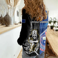 New Zealand And Samoa Rugby Women Casual Shirt All Black Tiki Fern Mix Manu Samoa 2023 World Cup LT14 - Polynesian Pride