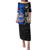 Custom New Zealand And Samoa Rugby Puletasi All Black Tiki Fern Mix Manu Samoa 2023 World Cup LT14 Long Dress Black - Polynesian Pride