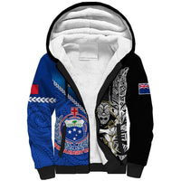 Custom New Zealand And Samoa Rugby Sherpa Hoodie All Black Tiki Fern Mix Manu Samoa 2023 World Cup LT14 Unisex Black - Polynesian Pride
