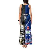 Custom New Zealand And Samoa Rugby Tank Maxi Dress All Black Tiki Fern Mix Manu Samoa 2023 World Cup LT14 - Polynesian Pride