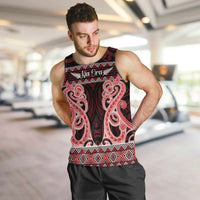 Kia Ora New Zealand Men Tank Top Maori Language Week Whero Taniko Motif - Polynesian Pride