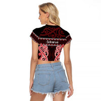 Kia Ora New Zealand Raglan Cropped T Shirt Maori Language Week Whero Taniko Motif - Polynesian Pride