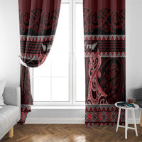 Kia Ora New Zealand Window Curtain Maori Language Week Whero Taniko Motif - Polynesian Pride