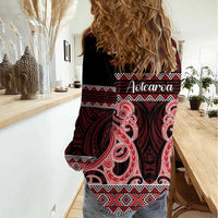 Kia Ora New Zealand Women Casual Shirt Maori Language Week Whero Taniko Motif LT14 - Polynesian Pride