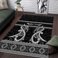 Kia Ora New Zealand Area Rug Maori Language Week Pango Taniko Motif LT14 Black - Polynesian Pride