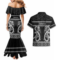 Kia Ora New Zealand Couples Matching Mermaid Dress and Hawaiian Shirt Maori Language Week Pango Taniko Motif LT14 - Polynesian Pride