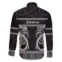 Kia Ora New Zealand Family Matching Off The Shoulder Long Sleeve Dress and Hawaiian Shirt Maori Language Week Pango Taniko Motif LT14 - Polynesian Pride