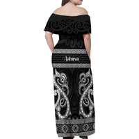 Kia Ora New Zealand Family Matching Off Shoulder Maxi Dress and Hawaiian Shirt Maori Language Week Pango Taniko Motif LT14 - Polynesian Pride