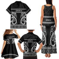 Kia Ora New Zealand Family Matching Tank Maxi Dress and Hawaiian Shirt Maori Language Week Pango Taniko Motif LT14 - Polynesian Pride