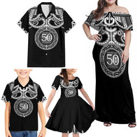 Kia Kaha Te Reo Maori New Zealand Family Matching Off Shoulder Maxi Dress and Hawaiian Shirt 50th Anniversary Ake Ake Ake LT14 - Polynesian Pride