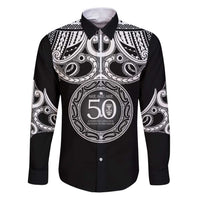 Kia Kaha Te Reo Maori New Zealand Family Matching Puletasi and Hawaiian Shirt 50th Anniversary Ake Ake Ake LT14 Dad's Shirt - Long Sleeve Black - Polynesian Pride