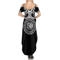 Kia Kaha Te Reo Maori New Zealand Family Matching Summer Maxi Dress and Hawaiian Shirt 50th Anniversary Ake Ake Ake LT14 - Polynesian Pride