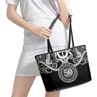 Kia Kaha Te Reo Maori New Zealand Leather Tote Bag 50th Anniversary Ake Ake Ake - Polynesian Pride