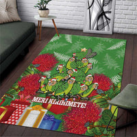 Kakapo New Zealand Christmas Area Rug Meri Kirihimete Pohutukawa - Green Color LT14 Green - Polynesian Pride