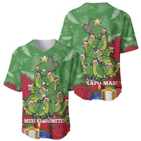 Kakapo New Zealand Christmas Baseball Jersey Meri Kirihimete Pohutukawa - Green Color LT14 - Polynesian Pride