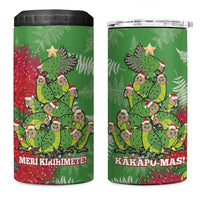 Kakapo New Zealand Christmas 4 in 1 Can Cooler Tumbler Meri Kirihimete Pohutukawa - Green Color LT14 One Size: 16 oz Green - Polynesian Pride