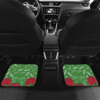 Kakapo New Zealand Christmas Car Mats Meri Kirihimete Pohutukawa - Green Color LT14 Set 2pcs - Back Green - Polynesian Pride