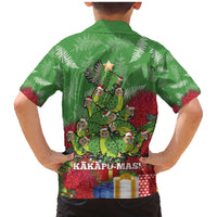 Kakapo New Zealand Christmas Family Matching Mermaid Dress and Hawaiian Shirt Meri Kirihimete Pohutukawa - Green Color LT14 - Polynesian Pride