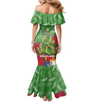 Kakapo New Zealand Christmas Family Matching Mermaid Dress and Hawaiian Shirt Meri Kirihimete Pohutukawa - Green Color LT14 - Polynesian Pride