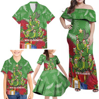 Kakapo New Zealand Christmas Family Matching Off Shoulder Maxi Dress and Hawaiian Shirt Meri Kirihimete Pohutukawa - Green Color LT14 - Polynesian Pride