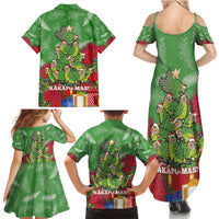 Kakapo New Zealand Christmas Family Matching Summer Maxi Dress and Hawaiian Shirt Meri Kirihimete Pohutukawa - Green Color LT14 - Polynesian Pride