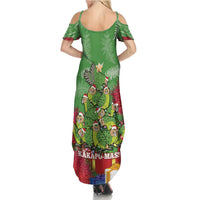 Kakapo New Zealand Christmas Family Matching Summer Maxi Dress and Hawaiian Shirt Meri Kirihimete Pohutukawa - Green Color LT14 - Polynesian Pride