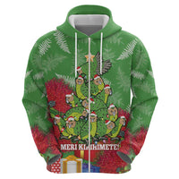 Kakapo New Zealand Christmas Hoodie Meri Kirihimete Pohutukawa - Green Color LT14 - Polynesian Pride