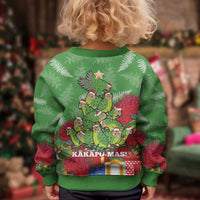 Kakapo New Zealand Christmas Kid Ugly Christmas Sweater Meri Kirihimete Pohutukawa - Green Color LT14 - Polynesian Pride