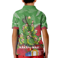 Kakapo New Zealand Christmas Kid Polo Shirt Meri Kirihimete Pohutukawa - Green Color LT14 - Polynesian Pride