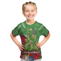 Kakapo New Zealand Christmas Kid T Shirt Meri Kirihimete Pohutukawa - Green Color LT14 Green - Polynesian Pride