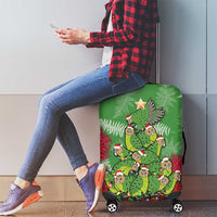 Kakapo New Zealand Christmas Luggage Cover Meri Kirihimete Pohutukawa - Green Color LT14 - Polynesian Pride