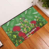 Kakapo New Zealand Christmas Rubber Doormat Meri Kirihimete Pohutukawa - Green Color LT14 - Polynesian Pride