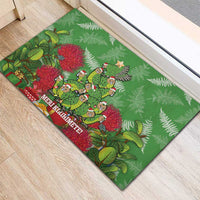 Kakapo New Zealand Christmas Rubber Doormat Meri Kirihimete Pohutukawa - Green Color LT14 - Polynesian Pride