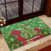 Kakapo New Zealand Christmas Rubber Doormat Meri Kirihimete Pohutukawa - Green Color LT14 - Polynesian Pride