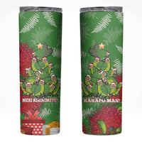 Kakapo New Zealand Christmas Skinny Tumbler Meri Kirihimete Pohutukawa - Green Color LT14 Green - Polynesian Pride