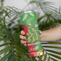 Kakapo New Zealand Christmas Skinny Tumbler Meri Kirihimete Pohutukawa - Green Color LT14 - Polynesian Pride