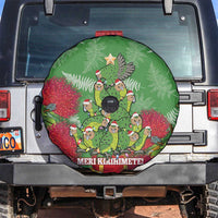 Kakapo New Zealand Christmas Spare Tire Cover Meri Kirihimete Pohutukawa - Green Color LT14 Green - Polynesian Pride